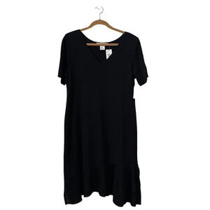 New EXCLUSIVELY MISOOK Dress Women’s Plus 1X Black Ruffle-Hem Short-Sleeve